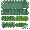 Tablo Dekorasyon Ev Bahçe Dekorasyon C0924 için Hawaii Parti Plastik Yapay Tropikal Bitkiler için 45pcs Yapay Palmiye Yapraklar