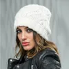 Bonnets d'hiver tricotés chapeaux femme Squar grille Figure chapeau doux gros fil de laine crâne casquette femmes épais chaud bonnet Skullies chapeau LSK982