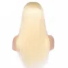 Blonde Echthaar-Perücken, extra lang, glatt, europäisches Remy-Echthaar, Lace-Front-Perücke mit Babyhaarteil, Farbe 6136338006