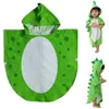 Kinder Badetuch Robe Kinder Mit Kapuze Strand Schwimmen Poncho Dinosaurier Muster (Grün + Weiß 55 cm x 110 cm) Y200429