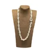 Noué à la main 160cm de long 8-9mm collier de perles d'eau douce de riz blanc chandail chaîne bijoux de mode