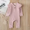 Cute Newborn Baby Clothing Infant Toddler Romper Jumpsuit Outfits Solid Cotton Girls Clothes Spring Autumn Fly Sleeve Kids Clothing 5 Colors