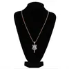 Mens hip hop iced outguld halsband ros blomma hängsmycke halsband mode smycken