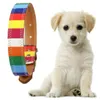 Collar de cuero de lona de arcoíris colorido para perro mascota, Collar con hebilla ajustable, gran oferta, suministros para mascotas