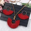 10 kleuren retro kwast oorbellen ketting set handgemaakte bohemie vrouwen etnische cirkel kwastjes sieraden set gratis schip