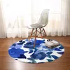 BeddingOutlet Flowers Bedroom Carpets Watercolor Art Round Area Rug for Living Room Leaf Floor Rug Blue Soft Play Mat 150cm52450618630643