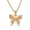 Statement Big Butterfly Pendant Collier Hip Hop Iced Out Rhinestone Chain pour femmes Bling Tennis Chain Crystal Animal Choker Jewel3684737