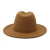 Whole Brown Red Patchwork Wool Felt Jazz Fedora Hats Women Men DoubleSided Color Matching Ladies Bowler Panama Hat7829640