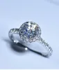 Rozmiar USA 4-10 Oszałamiająca luksusowa biżuteria Prawdziwa 100% 925 srebrna srebrna 8 mm okrągła cut White Topaz CZ Diamond Stones Women Wedding Ba239z