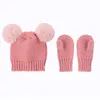 Novos Unisex Kids meninas meninos bebê infantil inverno quente cor sólida crochet knit chapéu beanie boné + luvas Definir kits de luvas de bebê