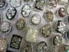 Mode Abalone alliage coquille pierre femmes argent plaqué anneaux nouveau gros Lots bijoux charme strass anneau 25 pcs/lot