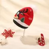 Navidad niños tejer sombrero de santa cálido invierno niños navidad ciervos copo de nieve gorro gorro crochet pompones sombreros al aire libre bebé gorras de esquí M24360145