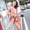 Högkvalitativ Rosa Grön Svart Kvinnor Arbete Pant Suit 2 Piece Set Blazer Suit Business Formal Blazer Jacket och Pant för intervju