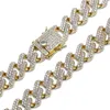 14mm 7 8nch Straight Edge Diamonds Cuban Link Chain Bracelet Gold Silver Iced Out Cubic Zirconia Hiphop Men Jewelry282U