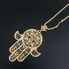 New Vintage Brand Design Gold Luck Hamsa Pendants Necklace Lucky Fatima Hand Palm9186252