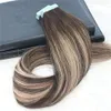 Remy Tape in Hair Extensions Balayage Color Dark Brown # 2 Padając do Blondynki # 27 Mieszane # 3 nieprzetworzone prawdziwe włosy bez szwu 100g 40 sztuk