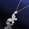 熱い販売蝶のペンダントの新鮮なシンプルなファッションジュエリー925スターリングシルバープリンセスカットホワイトトパーズCZダイヤモンド宝石