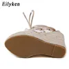 Eilyken mode femmes été chaussures à bout ouvert bride à la cheville femmes plate-forme sandales compensées talons hauts 15 CM sandales chaussures 0925
