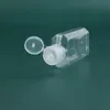 kozmetik tek el dezenfektanı LX2982 için açılır kapanır üst kapak açık kare şekli şişe PET plastik şişe dezenfektanı 30ml elle