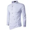 Herrklänningskjortor 2021 Spring Autumn Embroidery Oregelbunden snedknapp förde högklassiga El Waiter Men kläder Camisa SOC3379