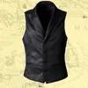 Heren Casual Suède Gilet Vest Jas Warm Mouwloze Warme Vintage Retro Jas voor Herfst Winter Black Brown
