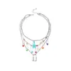 Nouvelle mode personnalité Colorflu broche collier clavicule chaîne multicouche femmes ronde perle serrure pendentif collier 7229130