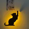 Cat Wall Lamp Mini Cartoon Animal Cat Dog Silhouette LED Kids Bedroom Decor Voice+Light Sensor Emergency Night Lights