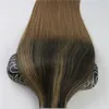 인간의 머리카락에있는 100 그램 40pcs 테이프 balayage ombre 컬러 갈색 브라질 버진 머리카락 원활한 PU 피부 위사 100g
