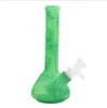 DHL 7.4'' Glowing in the dark beaker bong Water Pipe Colorful Silicone Bong Dab rig shiasha hookah portable