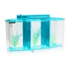 Senzeal Transparent Acrylic Fighting Fish Tank Triple Cube Aquarium Led Lighting Dimmable Betta Separate Breed Spawning Mini Box Y200922