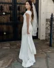 캡 슬리브 V 넥 심플 맞춤 및 플레어 LDS 신부 드레스 판매 2020 새로운 우아한 레이스 소프트 새틴 인어 겸손한 웨딩 드레스