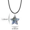 QIMOSHI Natural Crystal Crystal Crystal Stone Star Pendentif Collier Reiki Solar Quartz Pendentifs Bijoux pour Womens Mens en cuir 18 pouces