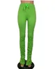 Kobiety Plisowane Legginsy Spodnie Letnia Projektant Solid Color Slim Fit Casual Układowane spodnie dresowe Famale Moda Trend Styl Flarowane Spodnie