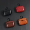 Leather Case for Airpods Pro PU Protector Cover Anti Lost Hook Clasp Keychain Earpods Earbuds with retail package