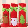 Juldekorationer Bowknot Wine Bottle Cover Cartoon Santa Raindeer Christams Tree Bottle Case Drawstring P￥s f￶r heminredning