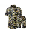 2020夏のファッション花柄の印刷のシャツメンズ+ショーツセット男性半袖シャツカジュアル男性服セットトラックスーツプラスサイズ5xl
