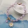 Pulseira jóias adorável gemstone coreano ametista identificação bead braceletes meninas meninas cor de doces sorte margarida margarida pulseira empilhável