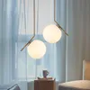 Moderne Woon / Eetkamer LED Kroonluchter Glazen Bal Design Lamp Kroonluchter Stalen Pijp Lamp AC 90-260V