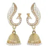 أقراط Jhumka الهندية للنساء الذهب الطاووس على شكل بيرل بيرل أجراس شرابة الحزب هدية مجوهرات 20107x