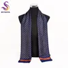 [BYSIFA] 새로운 브랜드 남성 스카프 가을 겨울 패션 남성은 네이비 블루 긴 실크 스카프 넥타이 고품질 스카프 170 * 30cm CX200819을 따뜻하게