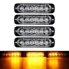 1x GUL AMBER 6 LED Slim 12V 24V 24LED Strobe Light Car Moto Trucks LED Side Marker Lampor Blinkande Varning Lampor Lampor