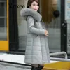 Lange leren overjas winter moeder schapenvacht jas met capuchon hooded jas bovenkleding dikker warm bont elegante plus size vrouwen vrouw1