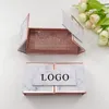 Custom Private Logo Eyelash Box for 25mm Mink False Eyelashes Marble Marble Folio Magnetic Lash Box