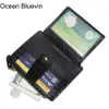 Ocean Bluevin Jakość mężczyzn Posiadacze prawa jazdy Jakość 2 -krotnie lekkie zamek błyskawiczny Uchwyt karty kredytowej Monety Pocket Catei252y