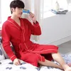 Spring and Autumn Couples Newlyweds kimono style Pajamas Long Sleeve Cotton Nightwear Bathrobes Red Festive Women's Sleepwear