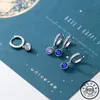 Hoop & Huggie 925 Sterling Silver Pink Blue Purple Red Zircon Stone Pendant Ear Rings Rose Gold Color Small Hoops Piercing Earring257e