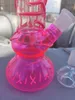 25CM 10 Inch Heady Bong Premium Pink Vein Glow in the Dark Pink Color Hookah Water Pipe Glass Bongs With 14mm Downstem And Bowl Ready for Use US Warehouse