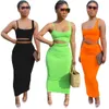 Women Dress Sexy CutOut Skirt Designer Solid Color 2 Piece Sets Club Sleeveless Shorts Tight Fashion Dresses Casual Suits