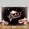 Achtergrond Materiaal Gefeliciteerd Grad Themed Party Selfie Backdrop Graduation Class van 2021 Banner Glitter Rose Gold Ballonnen Pographic