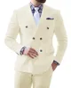 Białe mężczyzn garnitury wykonane na zamówienie Slim Fit podwójnie piersi Blazer Wedding Groom Tuxedos 2 sztuki formalne garnitury biznesowe najnowszy styl Jacka 2769